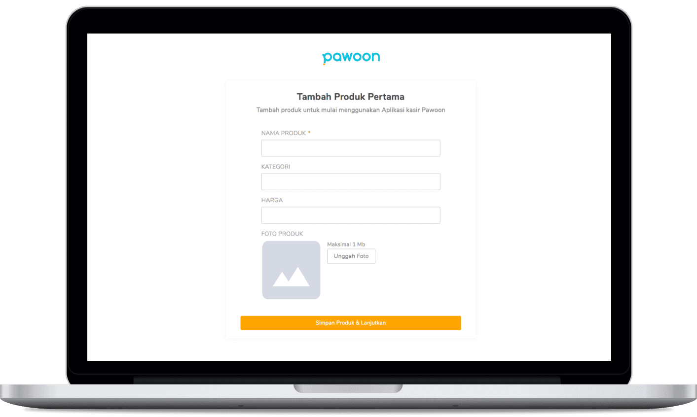 The onboarding 'add your first product' screen that asks only for a product name, so every new merchant lands with something to sell.